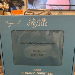 Tree Organic Queen Sheet Set - Blue